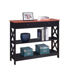 PEMBERLY ROW Transitional One-Drawer Console Table In Cherry And Wood In Black