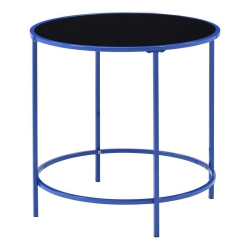 FURNITURE OF AMERICA Keefer Contemporary Glass Top Side Table In In Blue