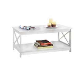 CONVENIENCE CONCEPTS Oxford Coffee Table With Shelf In Wood Finish In White