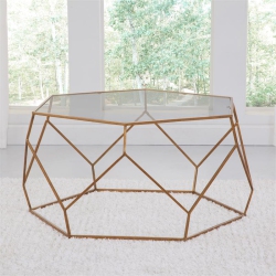 STEVE SILVER COMPANY Steve Roxy Hexagonal Clear Glass And Metal Cocktail Table