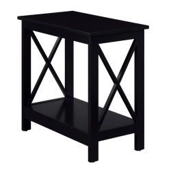 CONVENIENCE CONCEPTS Oxford Chairside End Table With Shelf In Wood Finish In Black