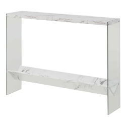 CONVENIENCE CONCEPTS Soho V Console Table With Shelf In Marble Wood Finish In White