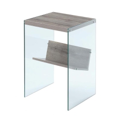 CONVENIENCE CONCEPTS Soho End Table In Driftwood Finish And Glass Sides