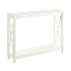 CONVENIENCE CONCEPTS Oxford Console Table With Shelf In Wood Finish In Ivory