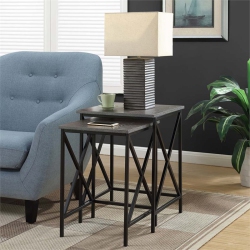 CONVENIENCE CONCEPTS Tucson 2 Piece Nesting End Table Set In In Gray