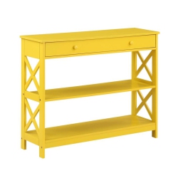 CONVENIENCE CONCEPTS Oxford One-Drawer Console Table With Shelves In Wood In Yellow