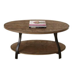 BOWERY HILL Oval Cocktail Table In Light Oak Finish