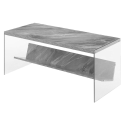 CONVENIENCE CONCEPTS Soho Coffee Table In Faux Marble Wood With Glass Sides In Gray