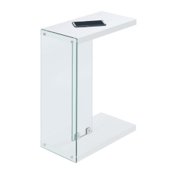 CONVENIENCE CONCEPTS Soho C End Table In Wood Finish With Clear Glass In White