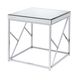 STEVE SILVER COMPANY Steve Evelyn Mirror Top Chrome End Table