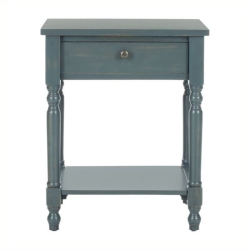 HAWTHORNE Collection Pine Wood End Table In Dark In Teal