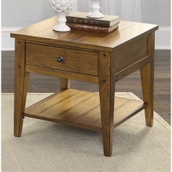 PEMBERLY ROW Contemporary Brass End Table In Oak