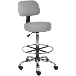 SCRANTON & CO Faux Leather Adjustable Medical Drafting Stool In In Gray