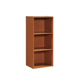 PEMBERLY ROW Three Shelf Wooden Bookcase In Cherry Finish