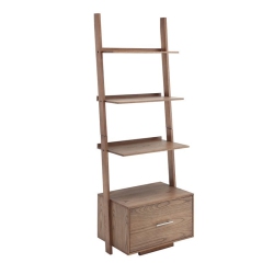 CONVENIENCE CONCEPTS American Heritage Ladder Bookcase With Drawer In Caramel Driftwood Wood Finish