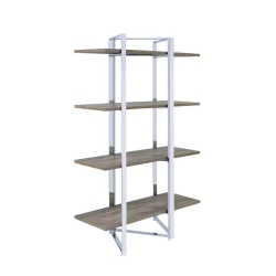ACME FURNITURE Acme Libby 4 Fixed Wooden Shelves Rectangular Bookshelf In Chrome Metal