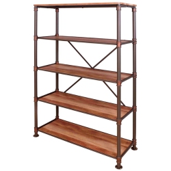 FURNITURE OF AMERICA Gee Industrial Metal 4-Shelf Bookcase In Antique In Black
