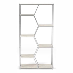FURNITURE OF AMERICA Hopple Metal 7-Shelf Bookcase In Chrome And In White