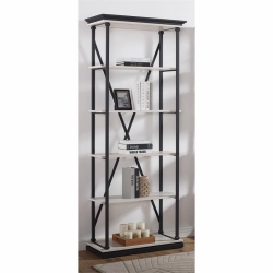 FURNITURE OF AMERICA Toggin Industrial Metal 33-Inch Bookcase In Antique In White