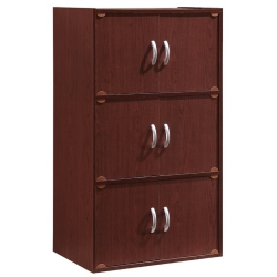 PEMBERLY ROW 3 Shelf 6 Door Bookcase In In Mahogany