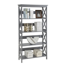 CONVENIENCE CONCEPTS Oxford Five-Tier Bookcase In Wood Finish In Gray