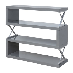 FURNITURE OF AMERICA Sheena Contemporary Wood 4-Shelf Bookcase In Glossy In Gray