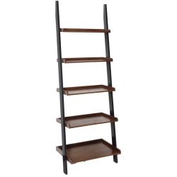 PEMBERLY ROW Bookshelf Ladder In Dark Walnut Wood Finish