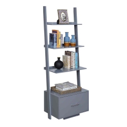 PEMBERLY ROW Ladder Bookcase With File Drawer In Wood Finish In Gray