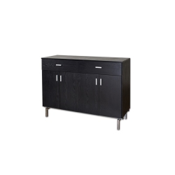 BOWERY HILL Modern Wood 2-Drawer Buffet Server In And Chrome In Black