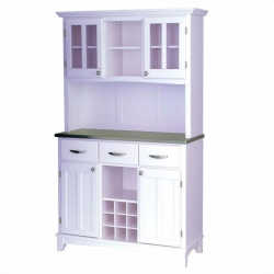 PEMBERLY ROW Modern Steel Top Wood Buffet And 2-Door Hutch In In White