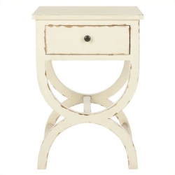 HAWTHORNE Collection Poplar Wood Night Table In Distressed Vanilla