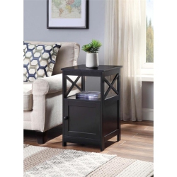 CONVENIENCE CONCEPTS Oxford End Table With Cabinet In Wood Finish In Black