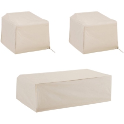 CROSLEY FURNITURE Mo75005-Ta Heavy-Gauge Reinforced Vinyl 3-Piece Furniture Cover Set (2 Chairs, Coffee Table) In Tan