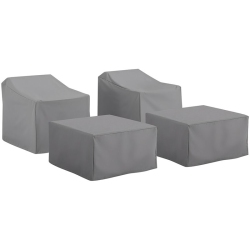 CROSLEY FURNITURE Mo75009-Gy Heavy-Gauge Reinforced Vinyl 4-Piece Furniture Cover Set (2 Arm Chairs, 2 Ottomans) In Gray