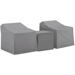 CROSLEY FURNITURE Mo75008-Gy Heavy-Gauge Reinforced Vinyl 3-Piece Furniture Cover Set (2 Chair And Side Table) In Gray
