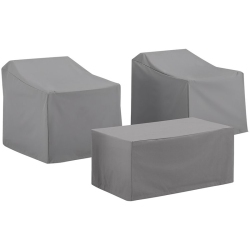 CROSLEY FURNITURE Mo75005-Gy Heavy-Gauge Reinforced Vinyl 3-Piece Furniture Cover Set (2 Chairs, Coffee Table) In Gray