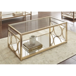 STEVE SILVER COMPANY Olympia Glass Top Coffee Table In Chrome In Gold