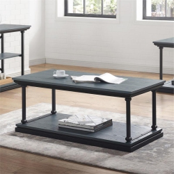 FURNITURE OF AMERICA Drewden Wood 1-Shelf Coffee Table In Antique In Blue