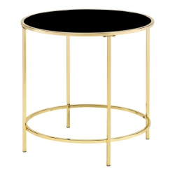 FURNITURE OF AMERICA Keefer Contemporary Glass Top Side Table In In Gold