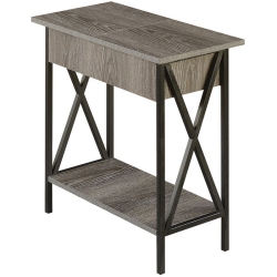 CONVENIENCE CONCEPTS Tucson Electric Flip-Top End Table In Weathered Wood In Gray
