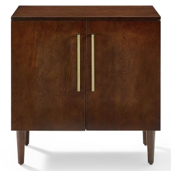 BOWERY HILL Modern 2 Door Glass Console Table In In Mahogany