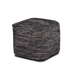 STEVE SILVER COMPANY Steve Omari Square Handwoven Black/ Ivory Wool Pouf