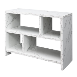 CONVENIENCE CONCEPTS Northfield Console Three-Tier Bookcase In Faux Marble Wood Finish In White
