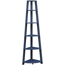 CONVENIENCE CONCEPTS Newport 5-Tier Corner Bookshelf In Wood In Blue