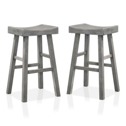 FURNITURE OF AMERICA Epping Wood 29-Inch Saddle Stool In Antique (Set Of 2) In Gray