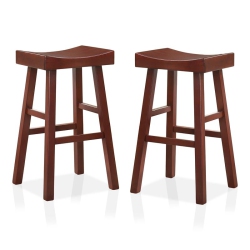 FURNITURE OF AMERICA Epping Wood 29-Inch Saddle Stool In Dark Cherry (Set Of 2)