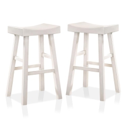 FURNITURE OF AMERICA Epping Wood 29-Inch Saddle Stool In (Set Of 2) In White