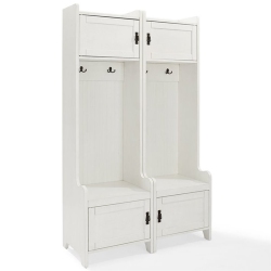 CROSLEY FURNITURE Fremont Hall Tree In Distressed (Set Of 2) In White