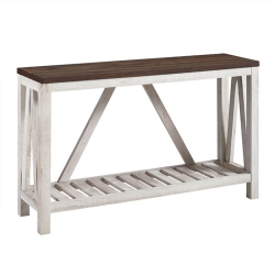 PEMBERLY ROW 52 Rustic Entry Console Table In Dark Walnut Top W And Oak In White