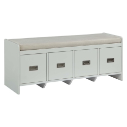 ACME FURNITURE Acme Berci Wooden 4-Drawer Bench With Removable Cushion Seat In Beige And In White